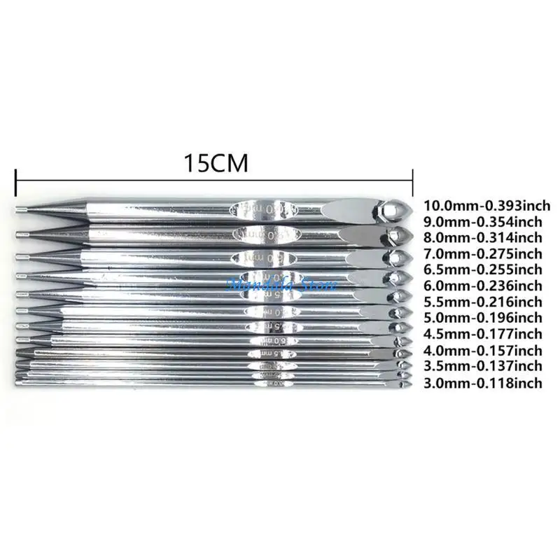 

U2JC 12pcs из нержавеющей стали Афганский крючок крючком с кожаным корпусом для вязания ткац