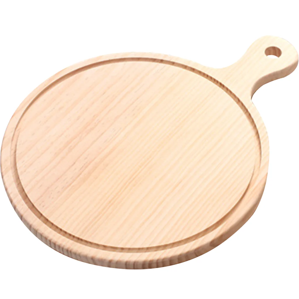 Breadboard Pizza Wood Peel with Handle for Oven Veggie Tray Circle Wooden Plate Cutting Food Steak Storage