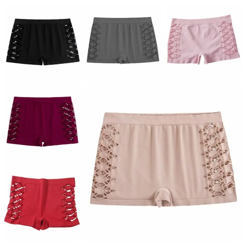 

Fashion Seamless Women Boxer Briefs Soft Lingerie Hollow Out Panties Underpants Underwear Mid Waist Briefs Girls