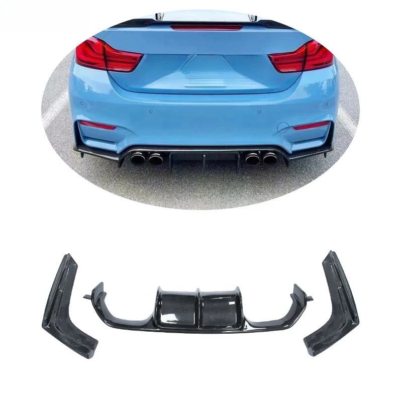 

M3 M4 V Styling Carbon Fiber Rear Bumper Lip Diffuser for F80 M3 F82 M4 Rear Diffuser 3 PC