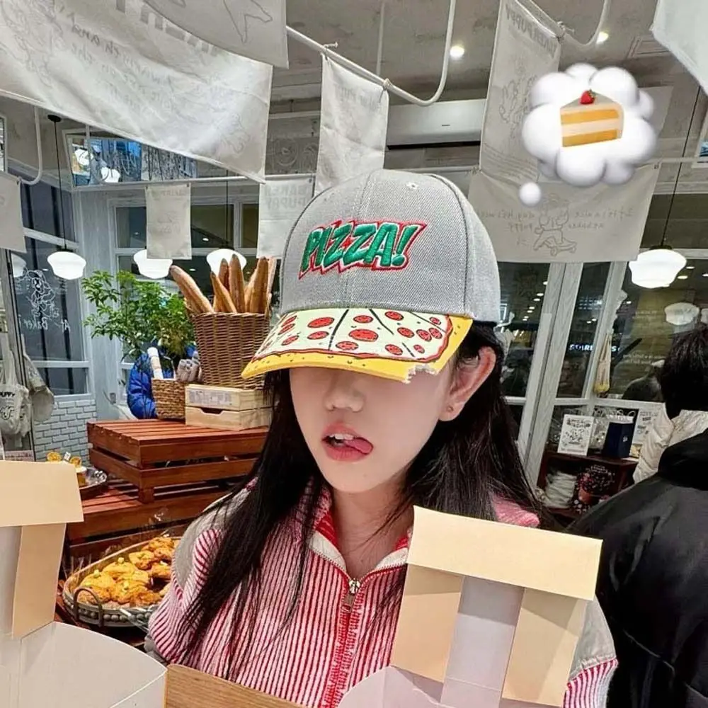 

Adjustable Donut Embroidery Baseball Cap Sunscreen Hip-hop Letter Embroidery Flat Brim Hat Cotton Pizza Dance Snapback Hats