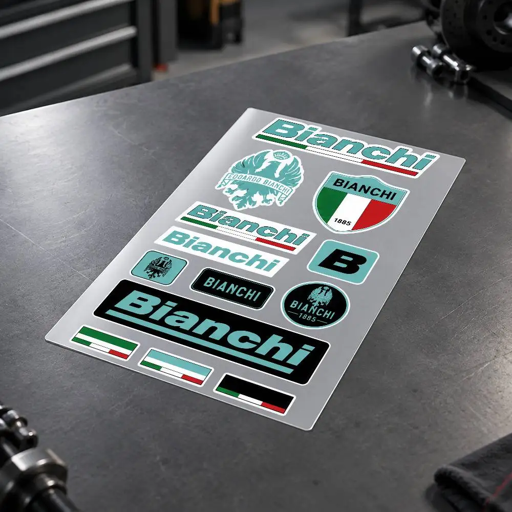 B-BIANCHI Motorcycle Decal Sticker Kit Reflective Graphics For Helmet Tank Fairing Body Custom Bike