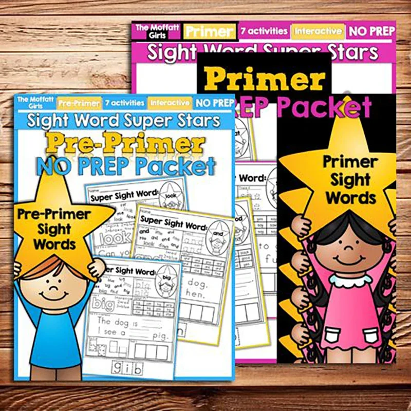 American Classroom Practice Sight Words Enlightenment Reading High Frequency 220 Words Tracing and Coloring Practice Sheets