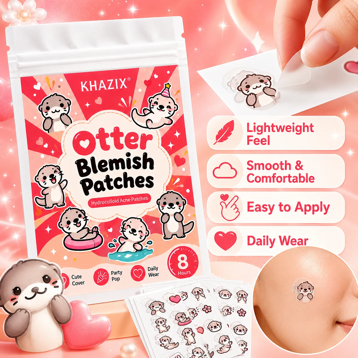 160pcs  Cartoon acne patch, cute cat-shaped facial concealer acne patch, safe, non-toxic, gentle and non-irritating