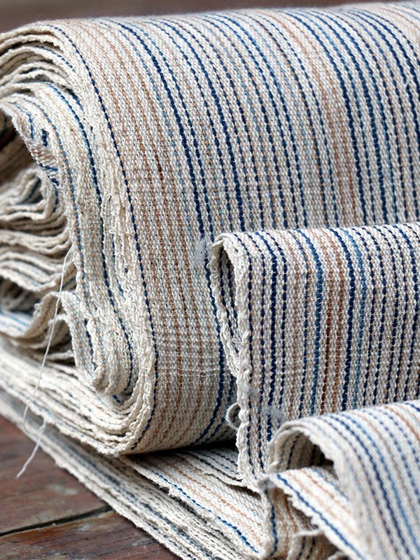 

Blue Brown White Pure Cotton Handwoven Dyed with Natural Plants Thick Handmade Fabric for DIY Crafts Home Decor And Professio...