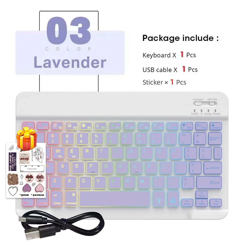 2026 Tragbare Bluetooth-Tastatur mit Hintergrundbeleuchtung für Xiaomi iPad / iOS Android Windows Tablet-Telefon, kabellose Tastatur mit Maus, Spanisch