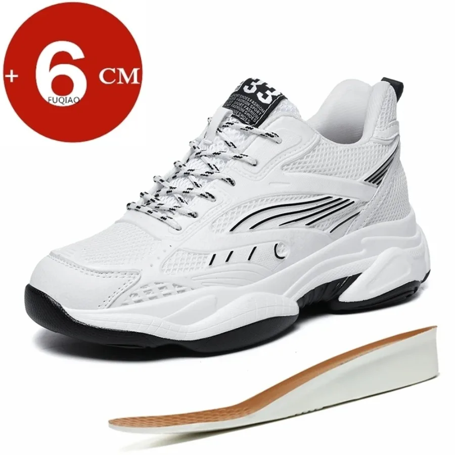Zapatos con elevador oculto para hombre de 6CM, zapatillas de deporte de malla transpirable, suela gruesa antideslizante, deportes atléticos informales cómodos antideslizantes