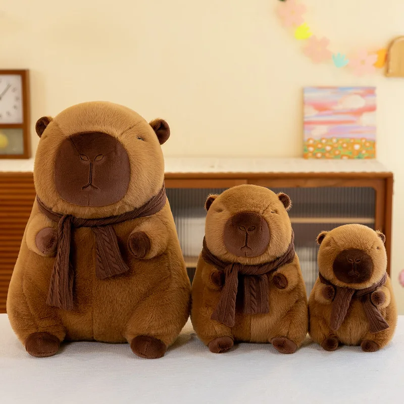 Cute Capybara With Shawls Plush Toys Sitting Lovely Cartoon Animals Stuffed Dolls Holiday Gift Home Decor Sofa Plush Pillows