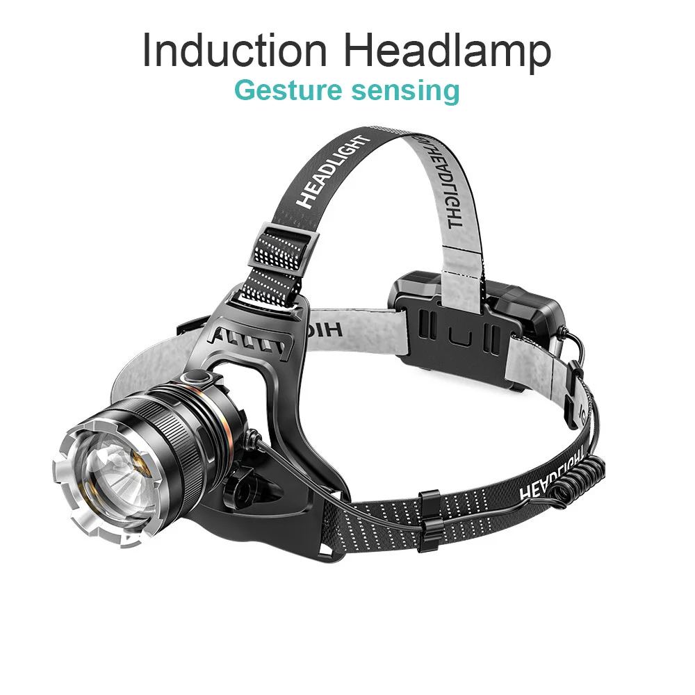 

Head LED Light Induction Headlamp Flashlight On The Forehead Lantern For Fishing Outdoor Rechargeable Headlight 18650