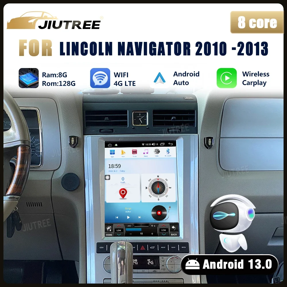 

Автомобильный радиоприемник Android 13, 12,1-дюймовый экран для Lincoln Navigator 2010-2013 carplay, GPS-навигатор, мультимедийный блок