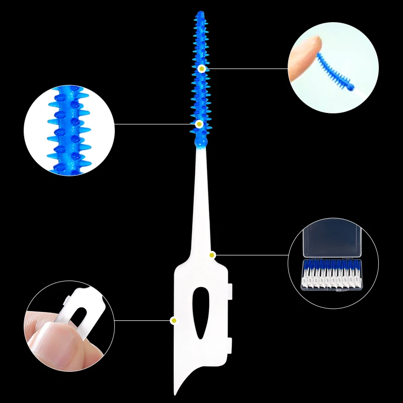 100Pcs Silicone Interdental Brushes Teeth Stick Disposable Dental Floss Thread Teeth Gap Brace Cleaning