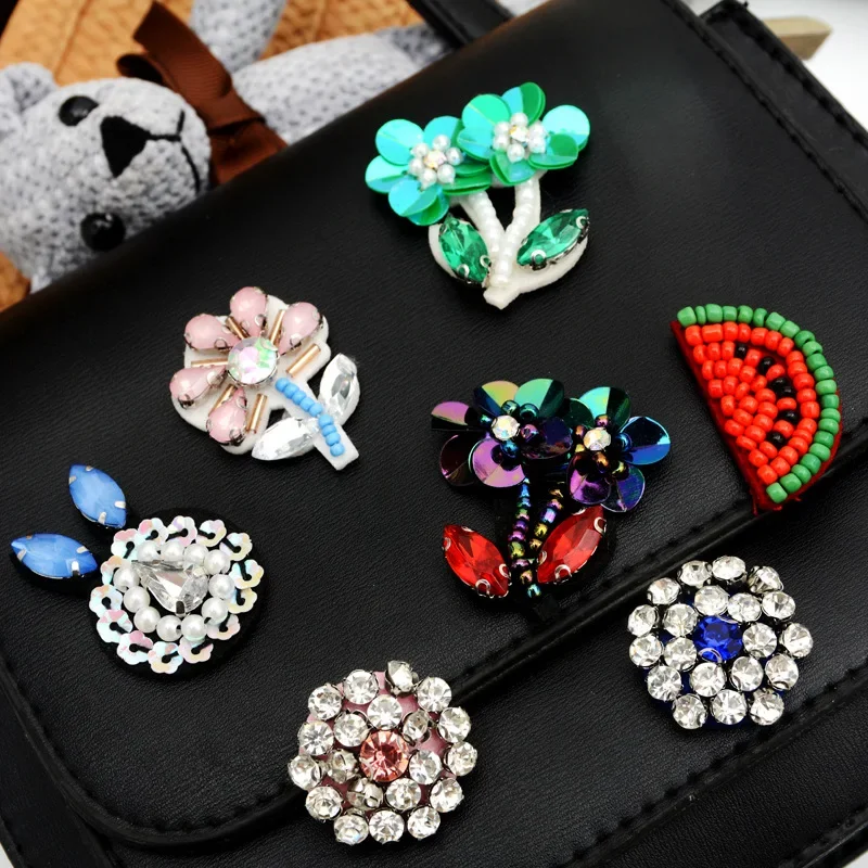 

Маленькая ручная работа из бисера со стразами и блестками, цветочная тканевая наклейка, аксессуары для одежды, сделай сам, украшение для сумки с цветами и птицами