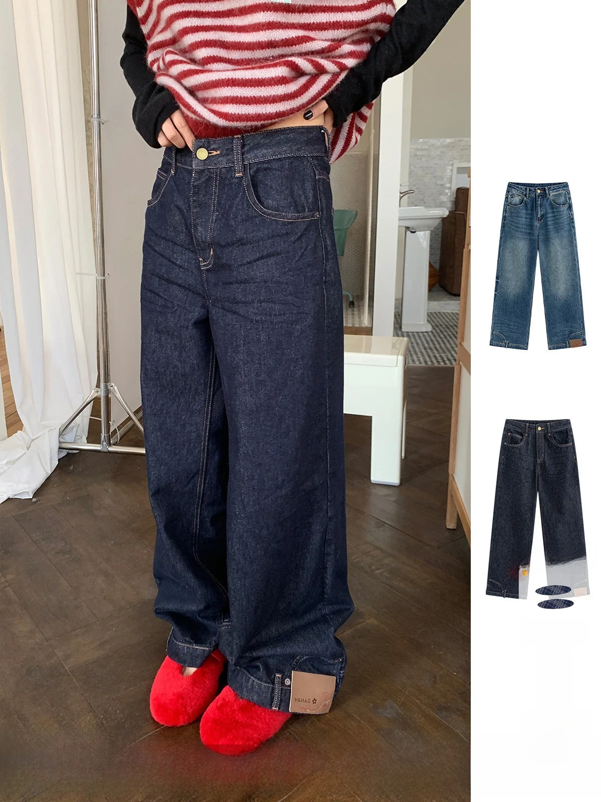 

Повседневные джинсы Baward с завышенной талией, свободного кроя, из хлопковой ткани, на пуговицах, зимняя коллекция