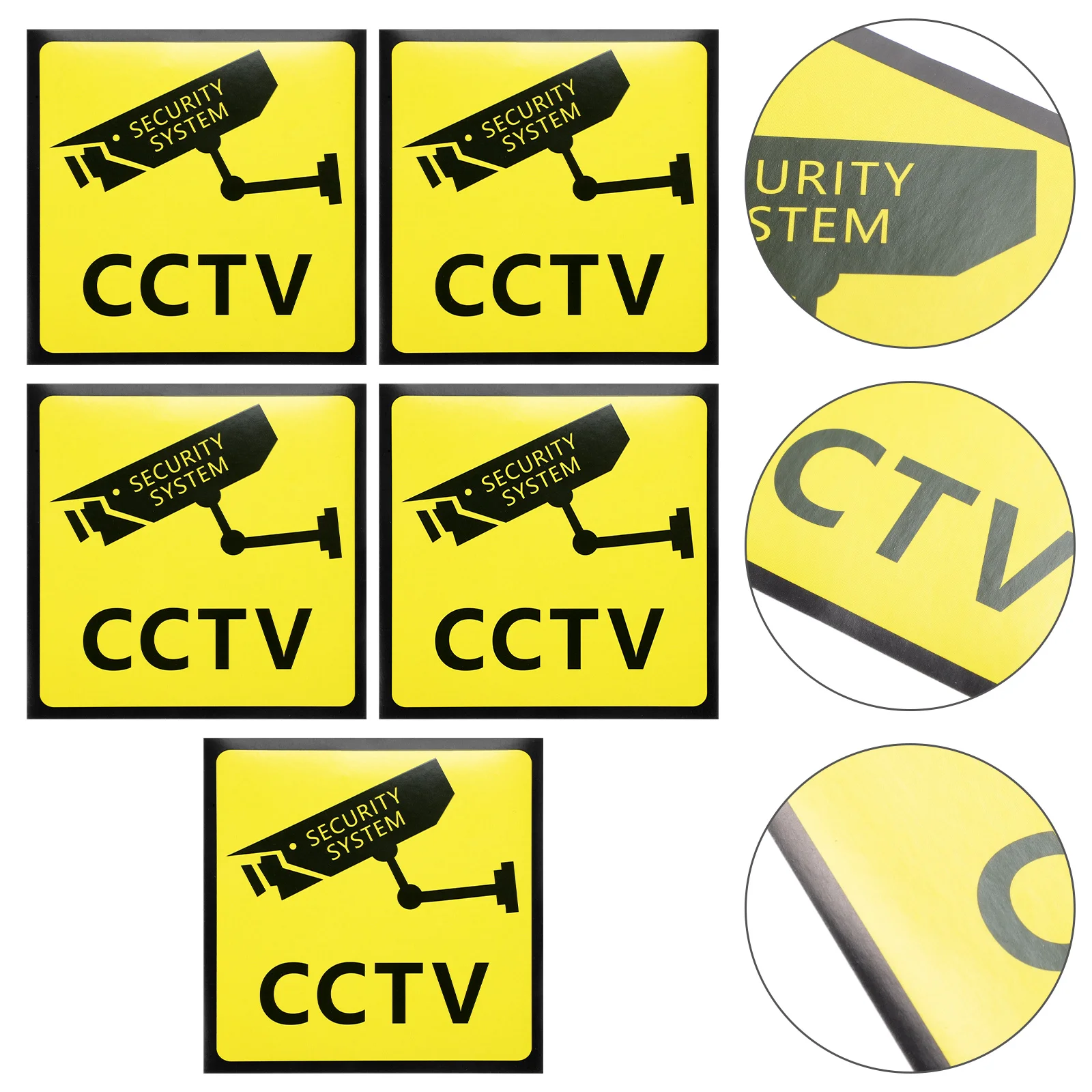 5 Pcs Emblems Stickers Camera Sign Posted Signs No Trespassing Home Security Outdoor Lens Warning