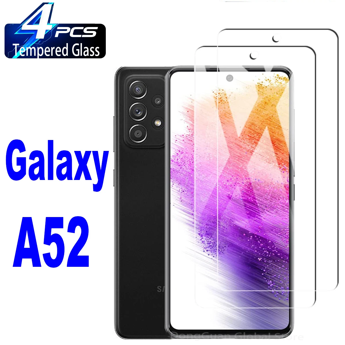 

9H Screen Protector For Samsung Galaxy A52 4G/5G 2/4Pcs HD Tempered Glass