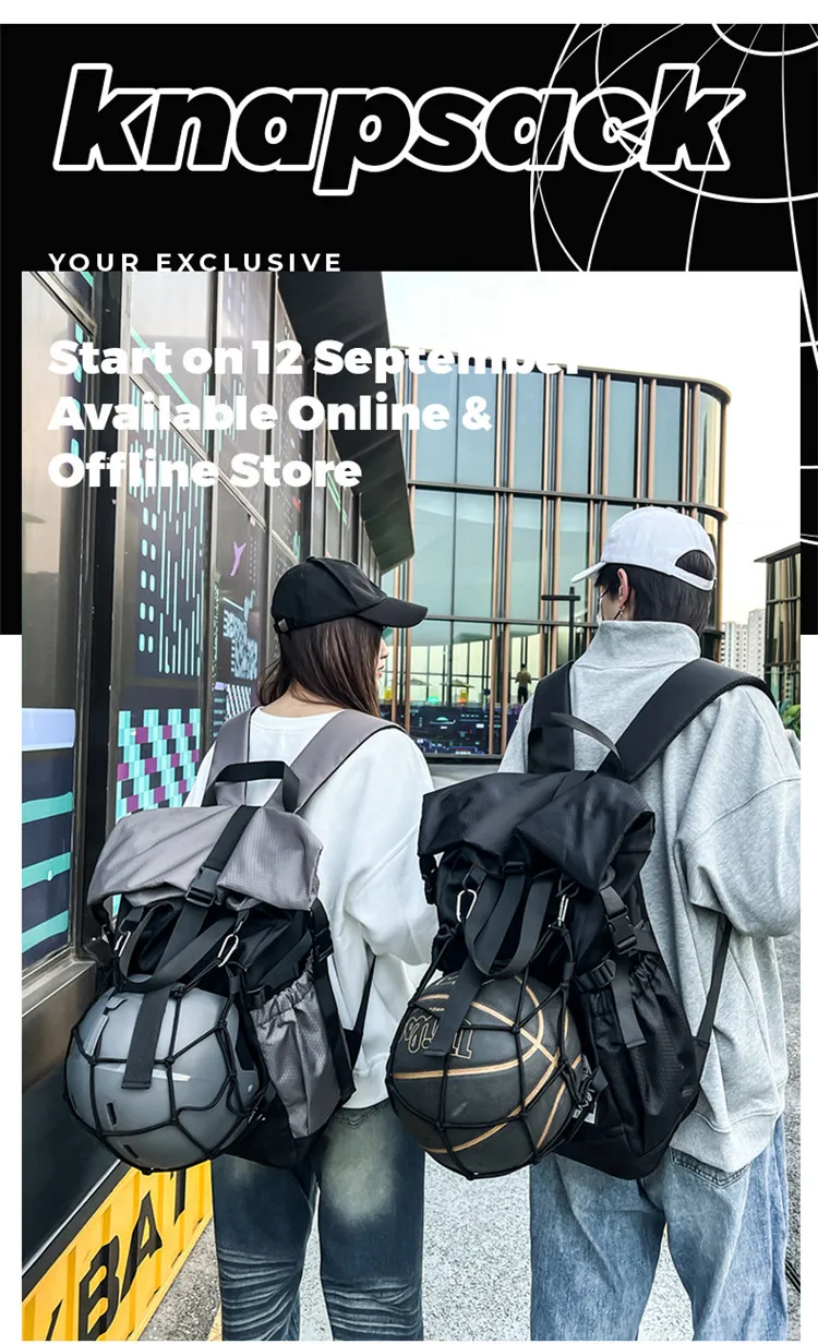Motorcycle helmet backpack Large capacity travel bags Safety reflective riding bag suction Bag Recreational sport basketball BAG