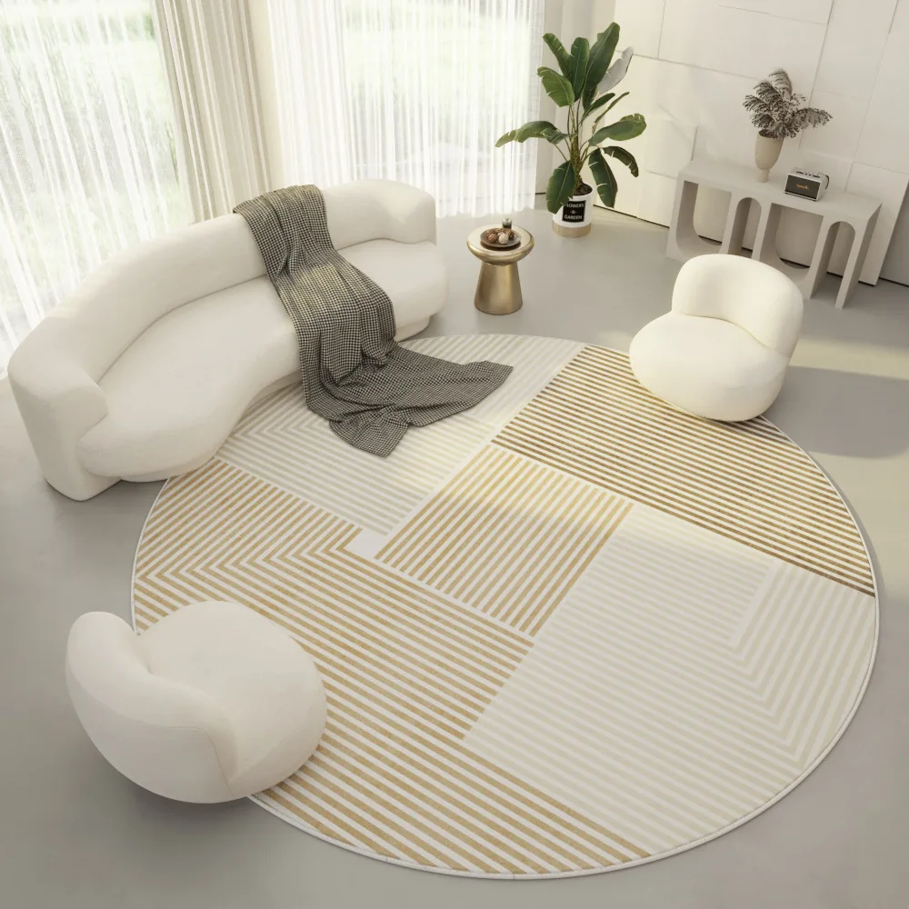 Wabi-sabi Round Carpet Living Room Sofa Large Area Full Floor Mat Bedroom Dirt Soft Non-slip Carpet Home Crystal Velvet Carpet