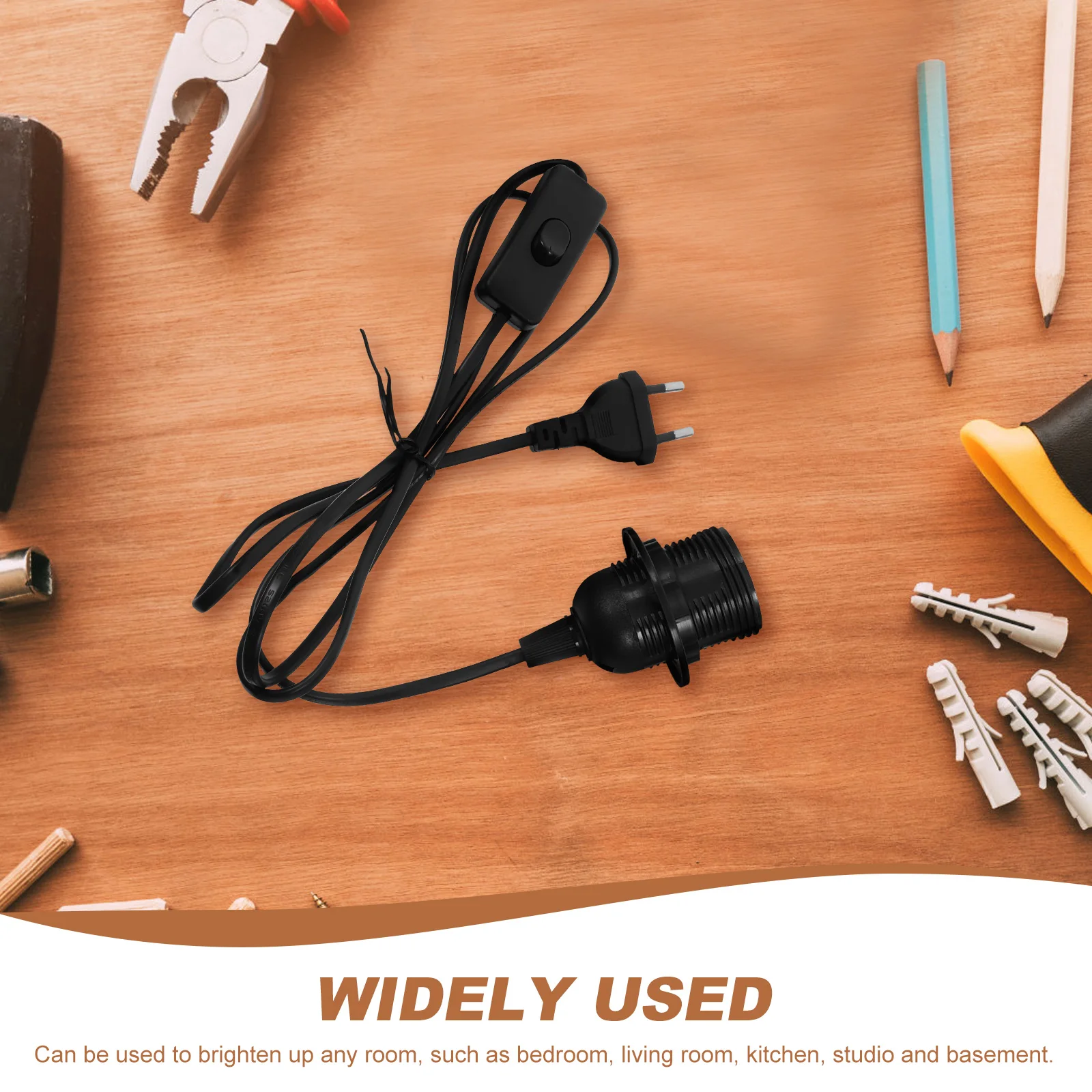 

Удлинитель 1,8 м, черный цоколь E27, держатель лампочки, огнестойкий, простая установка, без инструментов, кнопка включения/выключения для спальни