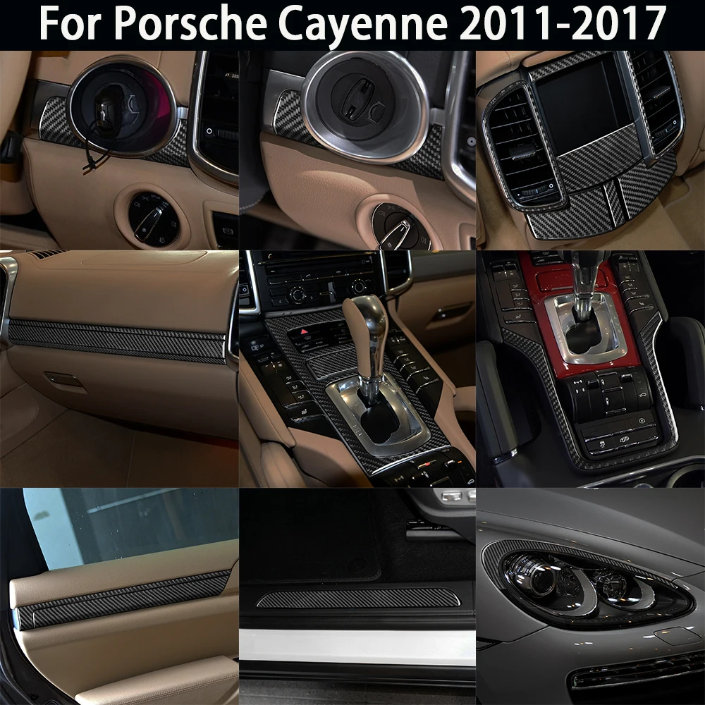 Real Carbon Fiber Auto Interior Trim Stickers For Porsche Cayenne 2011-2017 Decorative Car Styling Accessories Car Modify Gift