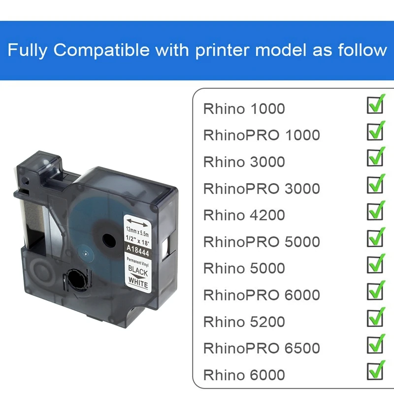 1 Pack Coloured Vinyl Labels Compatible for Dymo Rhino 18444 Industrial Label Tape for DYMO Rhino 5200 4200 6000 Label Maker