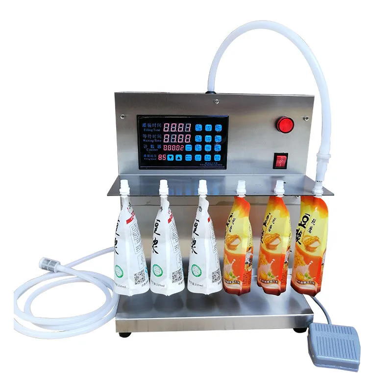 Small semi-automatic snail powder soup stand-up bag filling machine juice soy milk liquid suction nozzle bag can soup machine