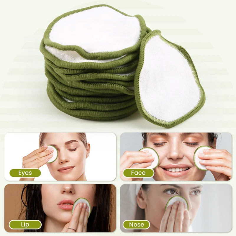 وسادات إزالة مكياج من الخيزران قابلة لإعادة الاستخدام A83G - مجموعة هدايا فائقة النعومة وصديقة للبيئة مع أسطوانة من الخيزران النباتي