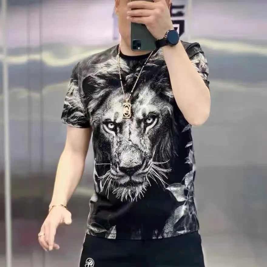 2024 Summer 3D Animal Printed T-shirt for Men Fashion Short Sleeve Casual Social T-shirt Round Neck Streetwear Hip Hop Tee Tops