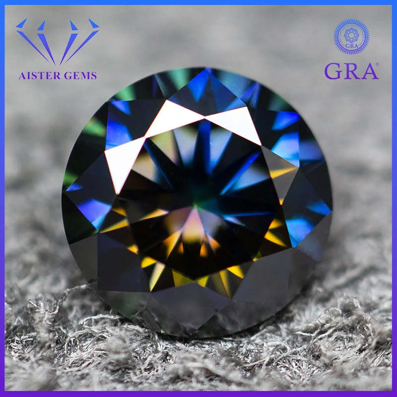 Moissanite Loose Stone Rainbow Purple VVS1 Round Cut 0.5-5.0ct Moissaita Lab Diamonds Positive Pass Tester with GRA Report
