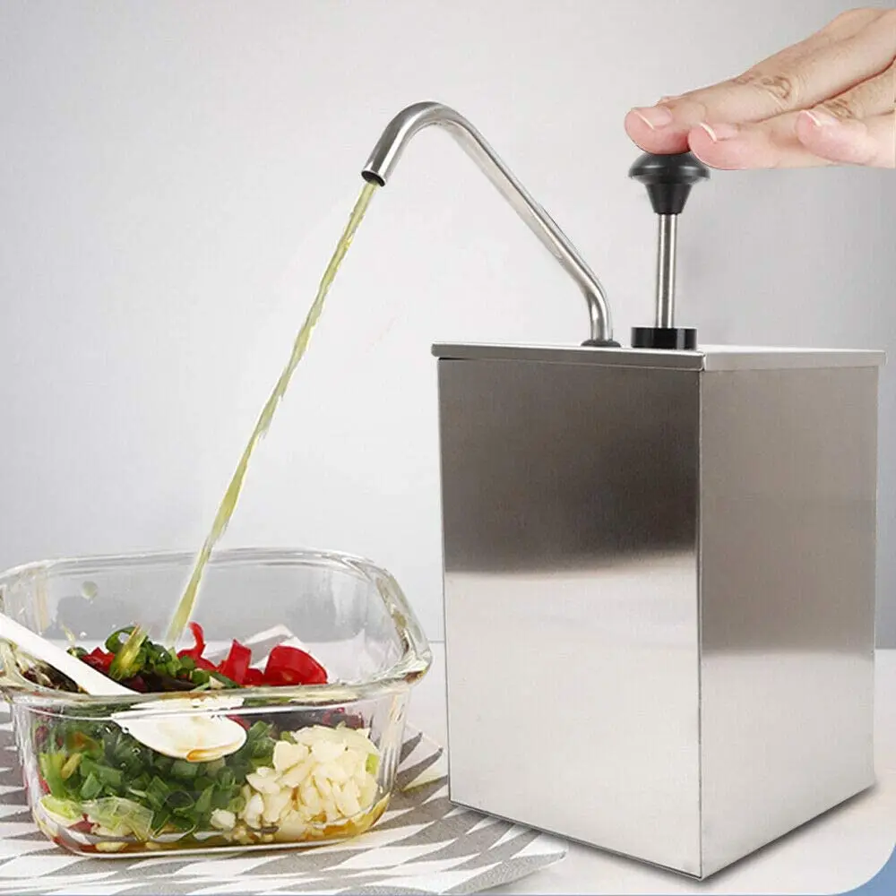 

4L Sauce Dispenser Pump Single Head Squeeze Stainless Steel Condiment Dispenser for Restaurant