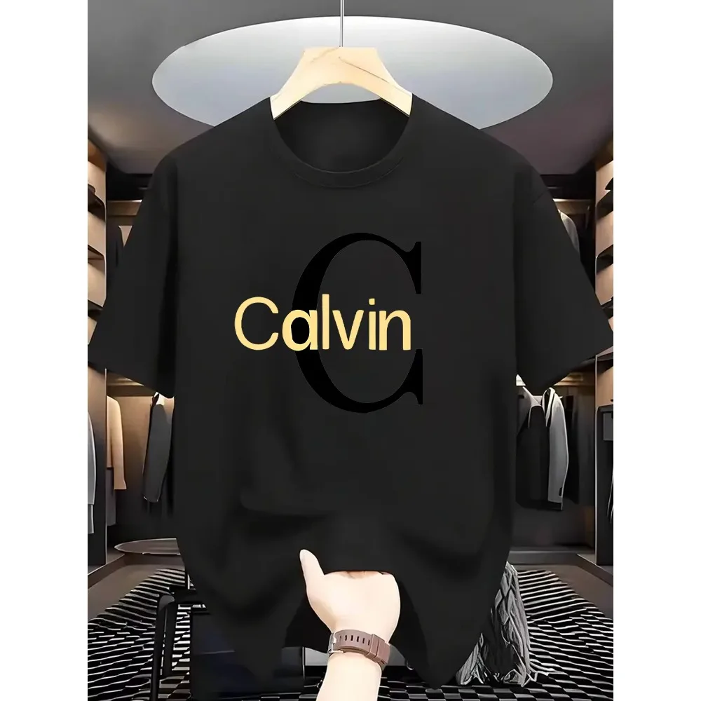 

Men's summer loose creative letter printing casual slim crew neck T-shirt top fashion sense pure cotton