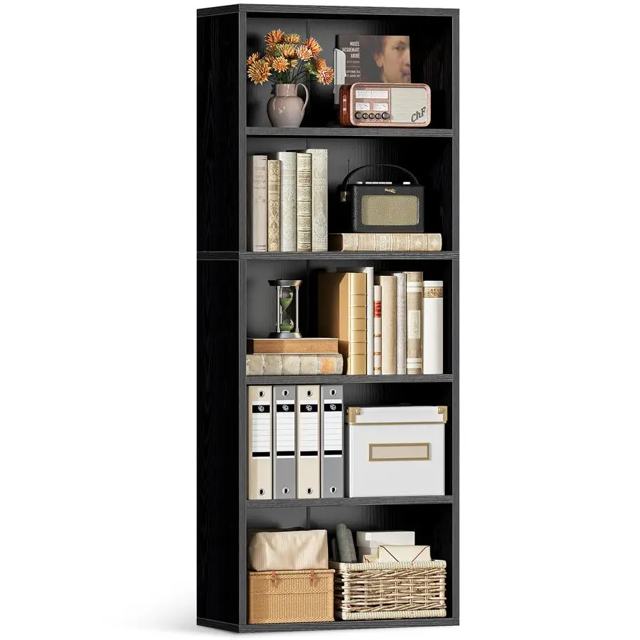 

Casaottima 5-уровневая открытая книжная полка и книжный шкаф, напольные полки для хранения вещей для гостиной, высокая книжная полка для спальни