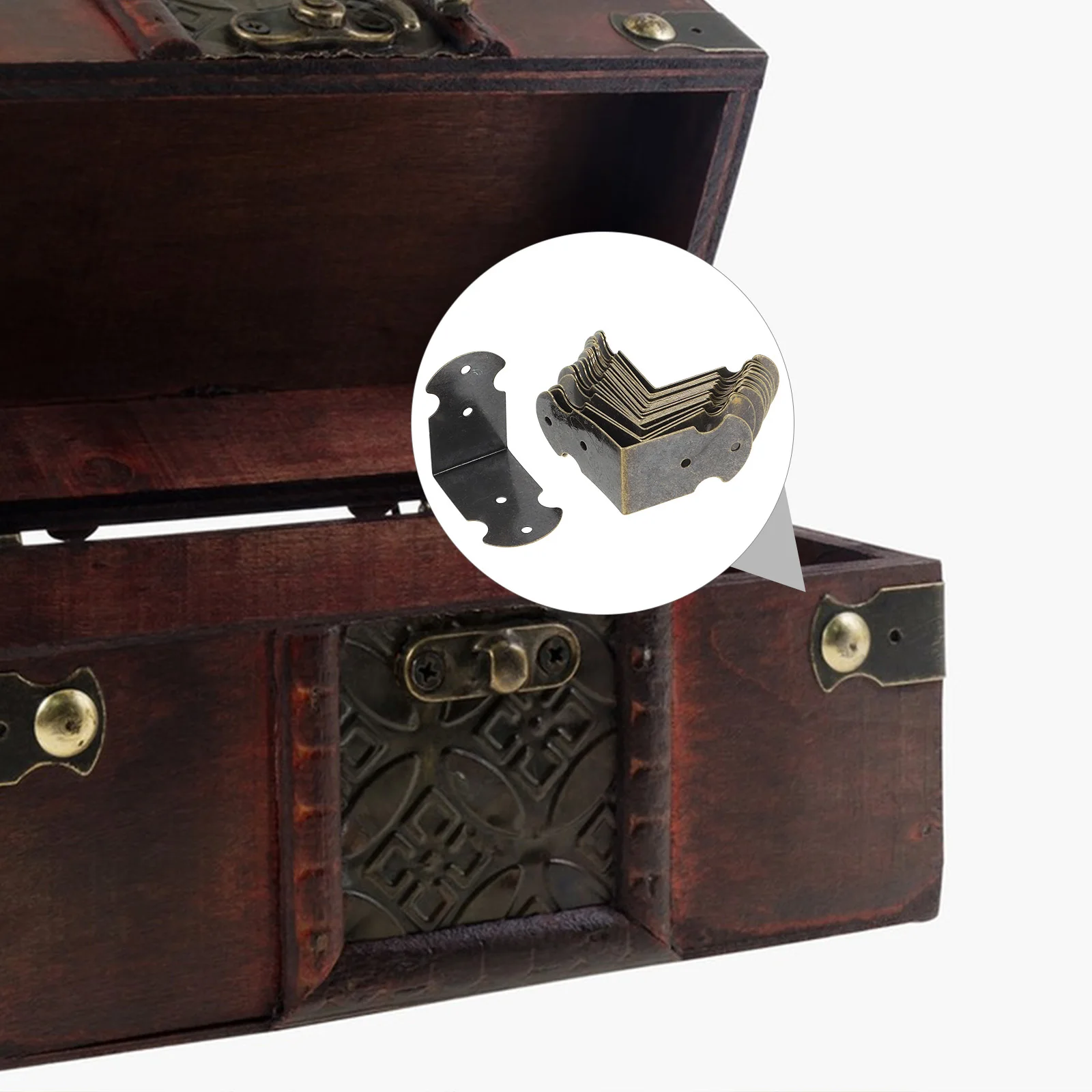 

20 pcs Copper Boxes Strips Decorative Corner Brackets Metal Vintage Right Angle Bracket Hardware Table Top Fasteners Wooden Box