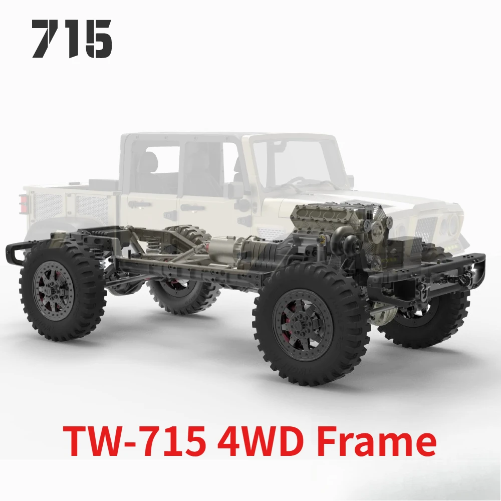 TWOLF 1/10 TW-715 4WD Frame Full Metal Simulation V8 Engine KIT Frame CNC Four-Wheel Drive Climbing Off-Road Vehicle Model Toy