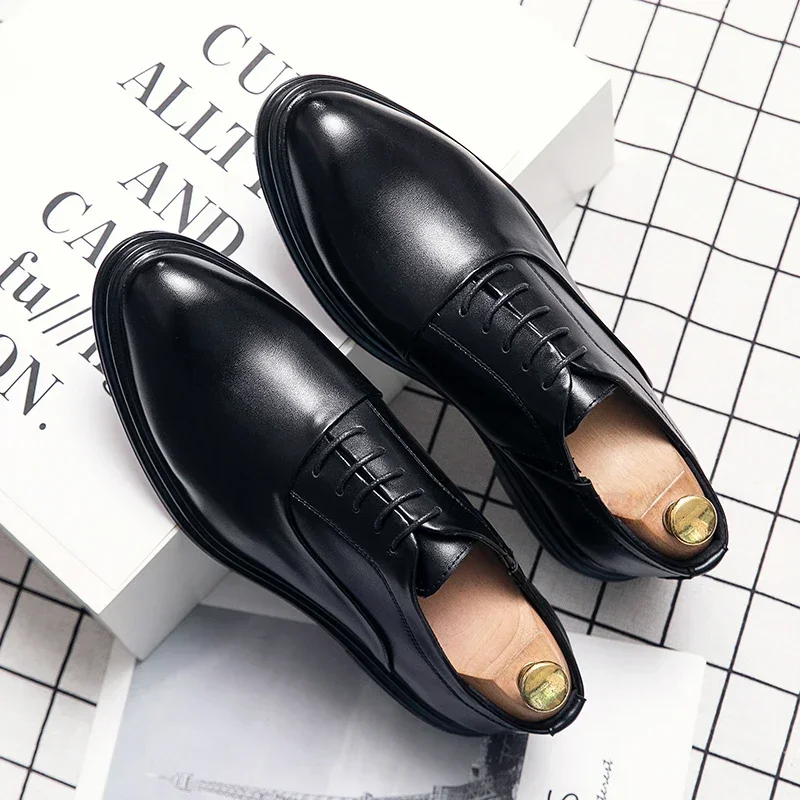 Luxury Business Formal Leather Shoes Black Men\'s Casual Suit Wedding Oxford Shoes Brown Pointed Office Shoes