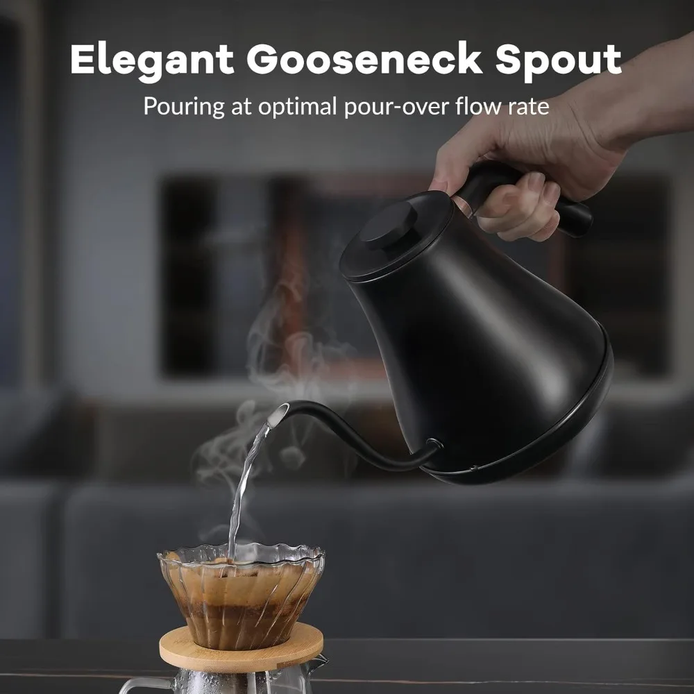 Store Best-Sellers Gooseneck Electric Pour Over Kettle 0.8L 1200W Matt Black Temperature Control Auto Shut Off Boiler for Coffee