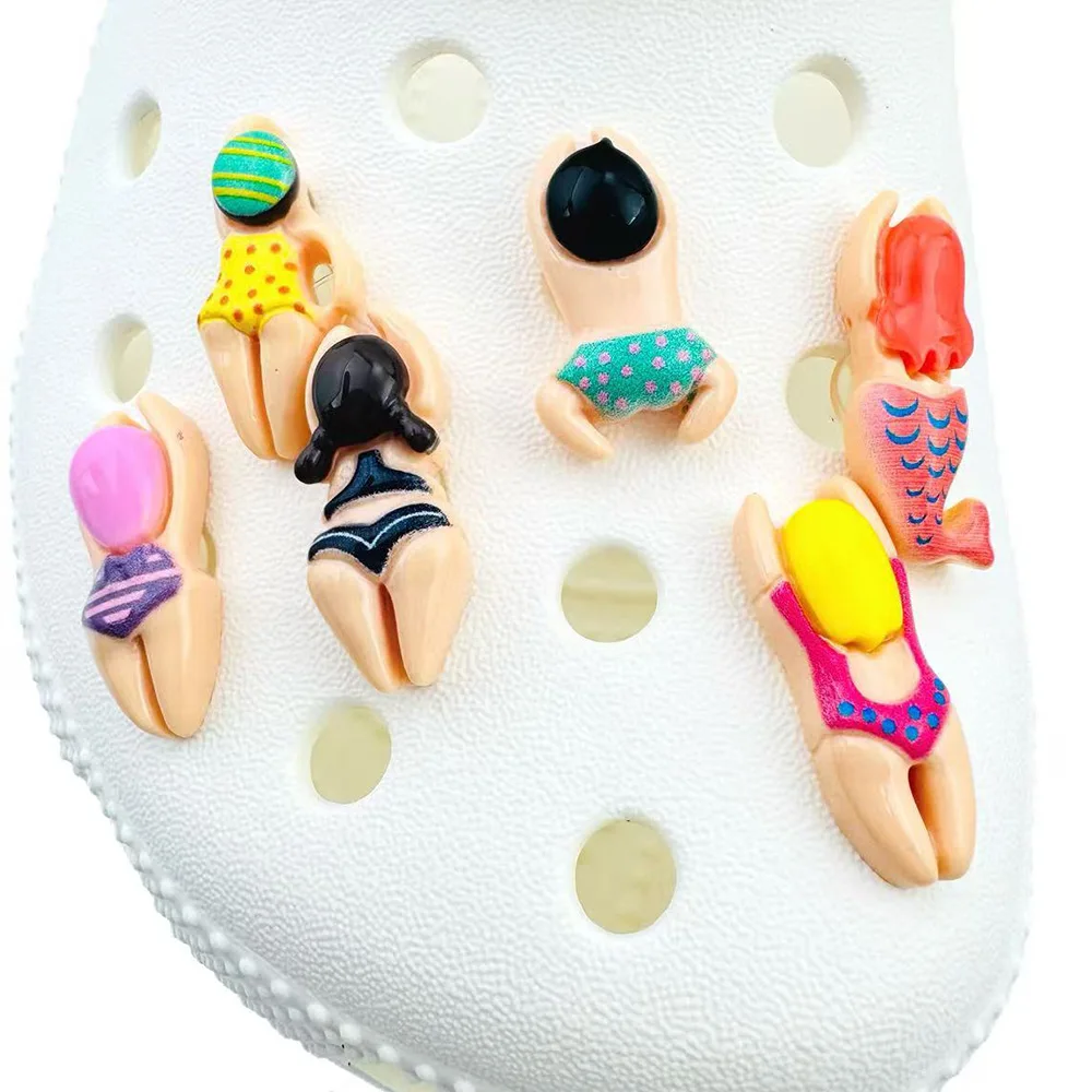 6/12PCS Set di ciondoli per scarpe Accessori per sandali Zoccoli Fibbia per scarpe Cartoon Nuoto Figurine Resina Scarpe fai da te Decorazioni Regalo