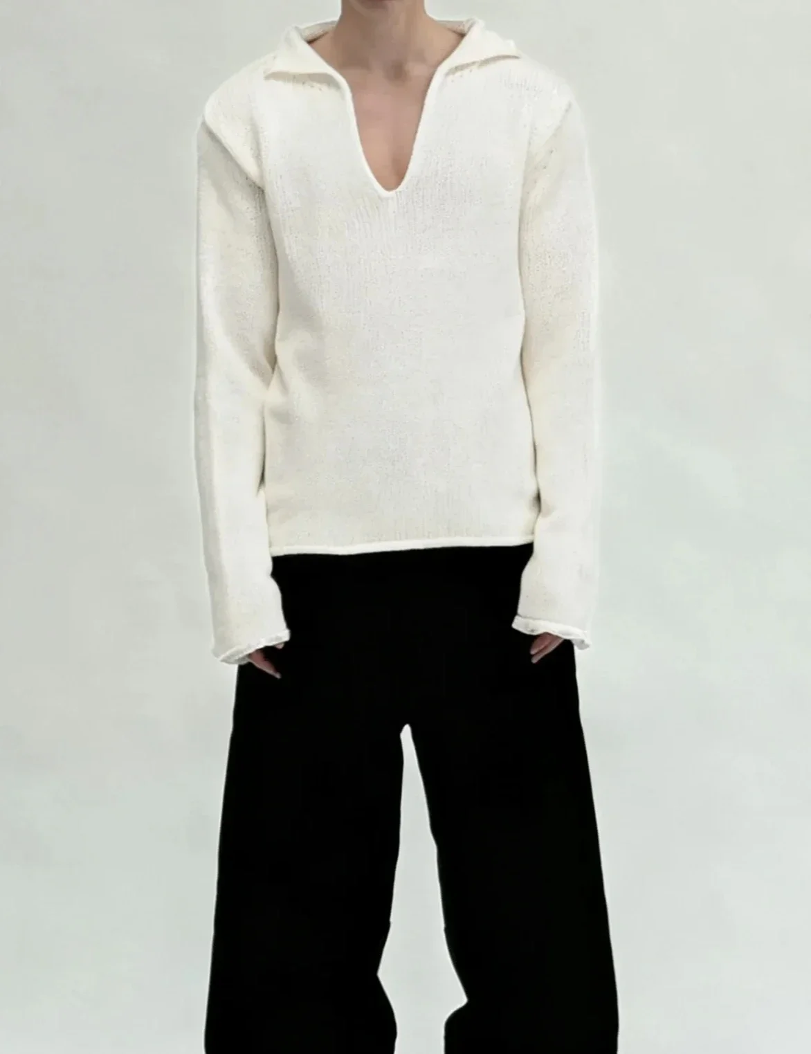 American vintage nofaith V KNIT SWEATER knitted pullover