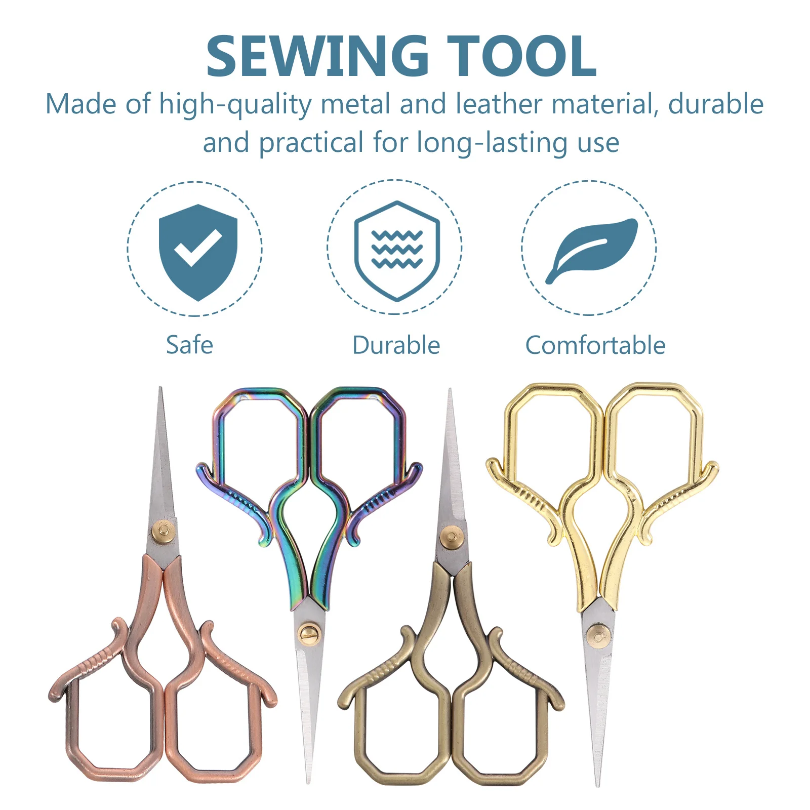 

4Pcs Embroidery Scissors Stainless Steel Vintage Sewing Thread Cutter for Cross Stitch Needlework Tailor Sewing Shears Portable