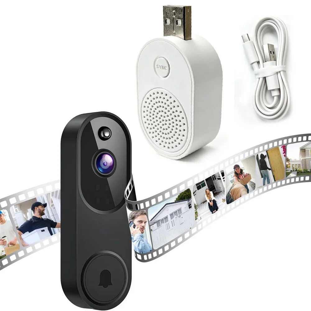 1080P HD Wireless WiFi Doorbell Camera, PIR Motion Detect Smart Video Intercom Door Bell, Practical Smart Home Safety Device
