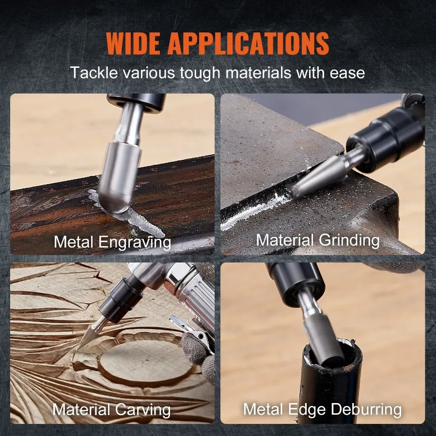 에어 다이 그라인더 키트 직각 그라인더 및 다이 그라인더 콤보 10PCS 싱글 컷 카바이드 버 세트 경량 볼 베어링 구성
