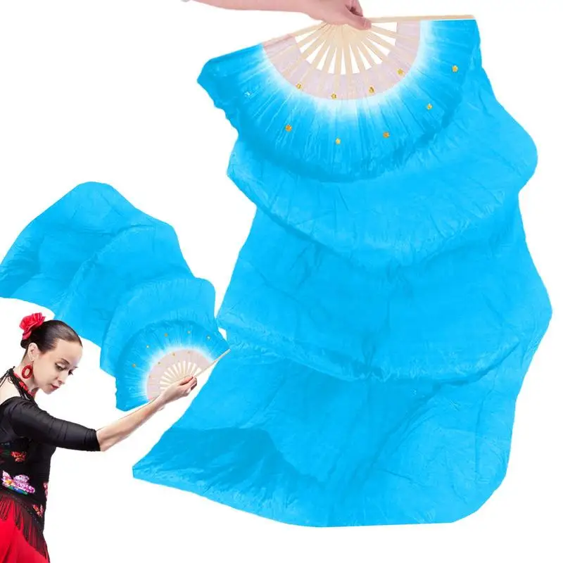 

Silk Fan Belly Dance Fans 1.8Meters Long Belly Dance Fans with Thick Frame Colorful Beautiful Dancing Supplies Foldable Fan Veil