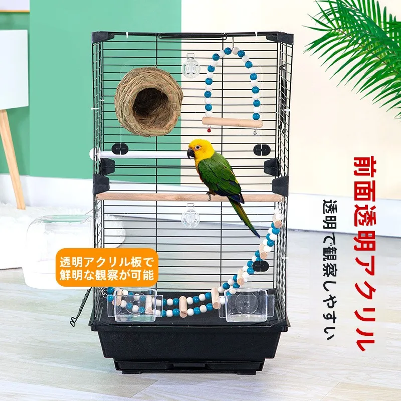 高級ヴィラ型鳥かご 家庭用 簡単清掃 大型 オウム用ケージ タイガー