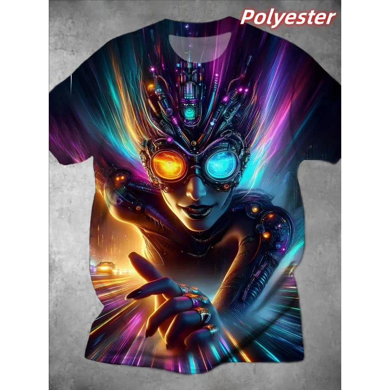 Cool Colorful Cartoon Pattern T Shirt For Men Clock Magician 3D Print Short Sleeve Tees Summer Street Loose Tops O-Neck T-Shirts