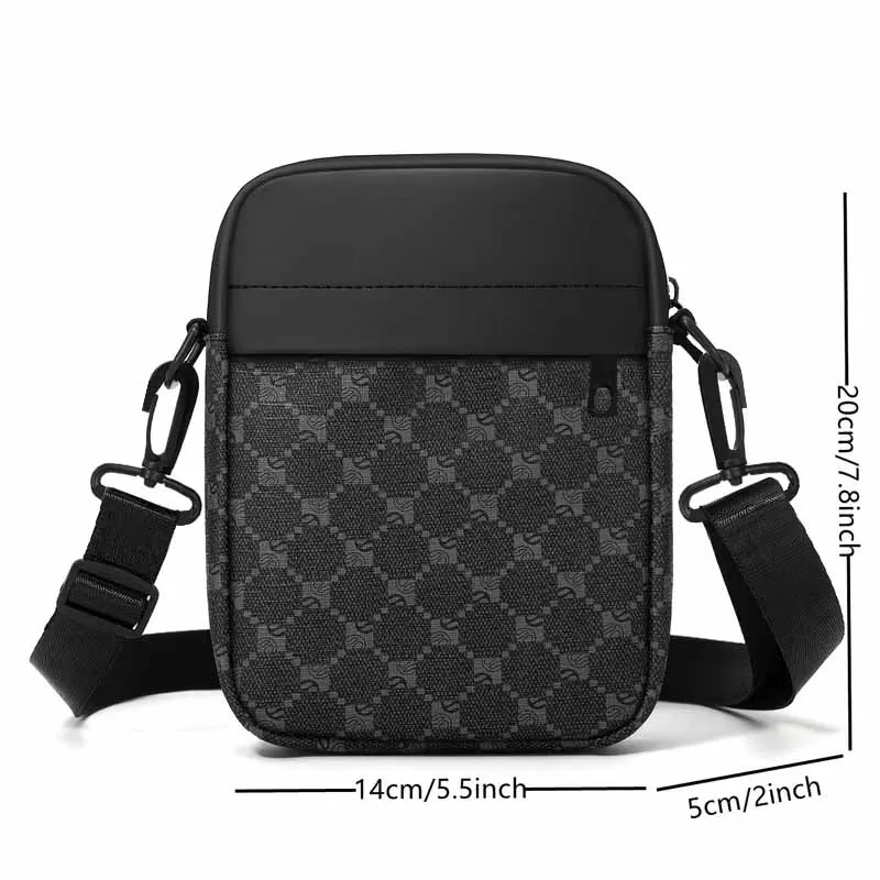 Klassische karierte Umhängetasche für Herren – Luxuriöse PU-Leder-Schultertasche mit verstellbarem Riemen für Business- und Alltagsgebrauch – Detail 2
