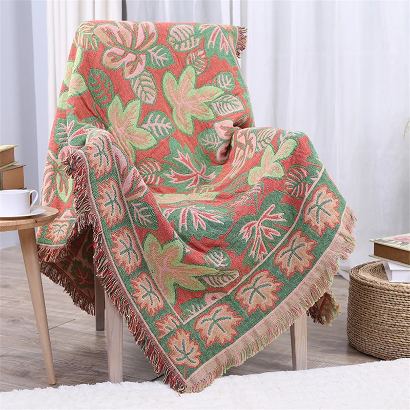 

Ethnic Style Bohemian Woven ChairvSofa Blanket Tapestry Bedspread Floral Boho Throw Blanket with Fringe Carpet Cover Home Decor