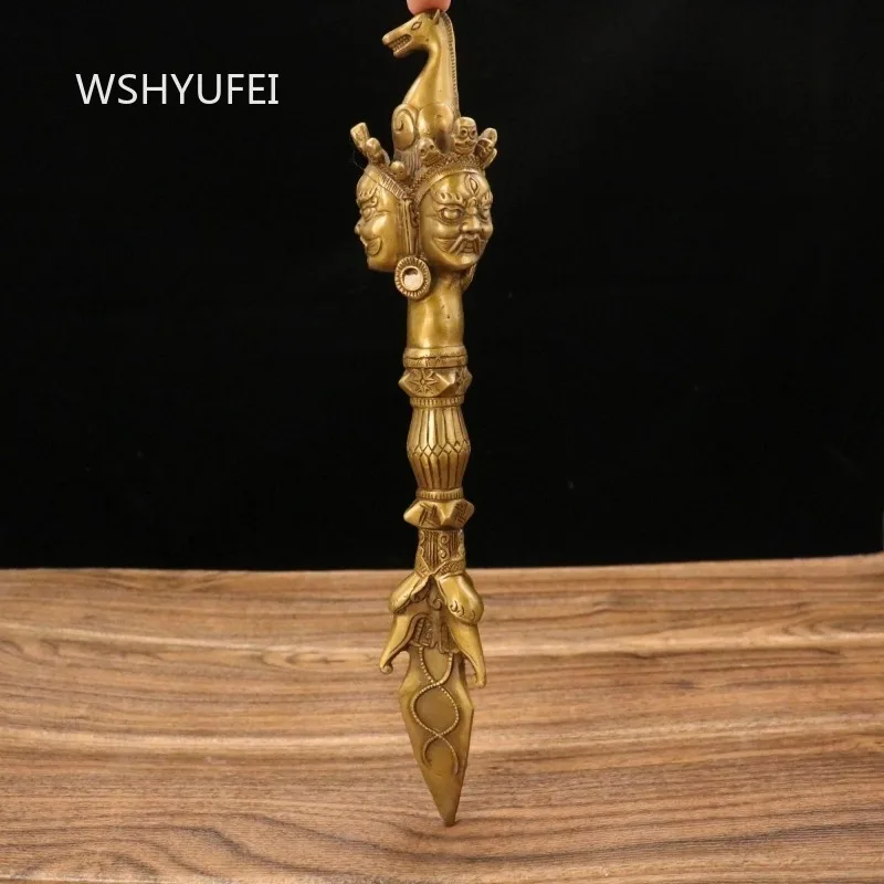Vintage Copper Hayagriva Phurba Tibetan Buddhist Vajra Pestle Ritual Dharma Implement Altar Meditation Ornament Worship Supply