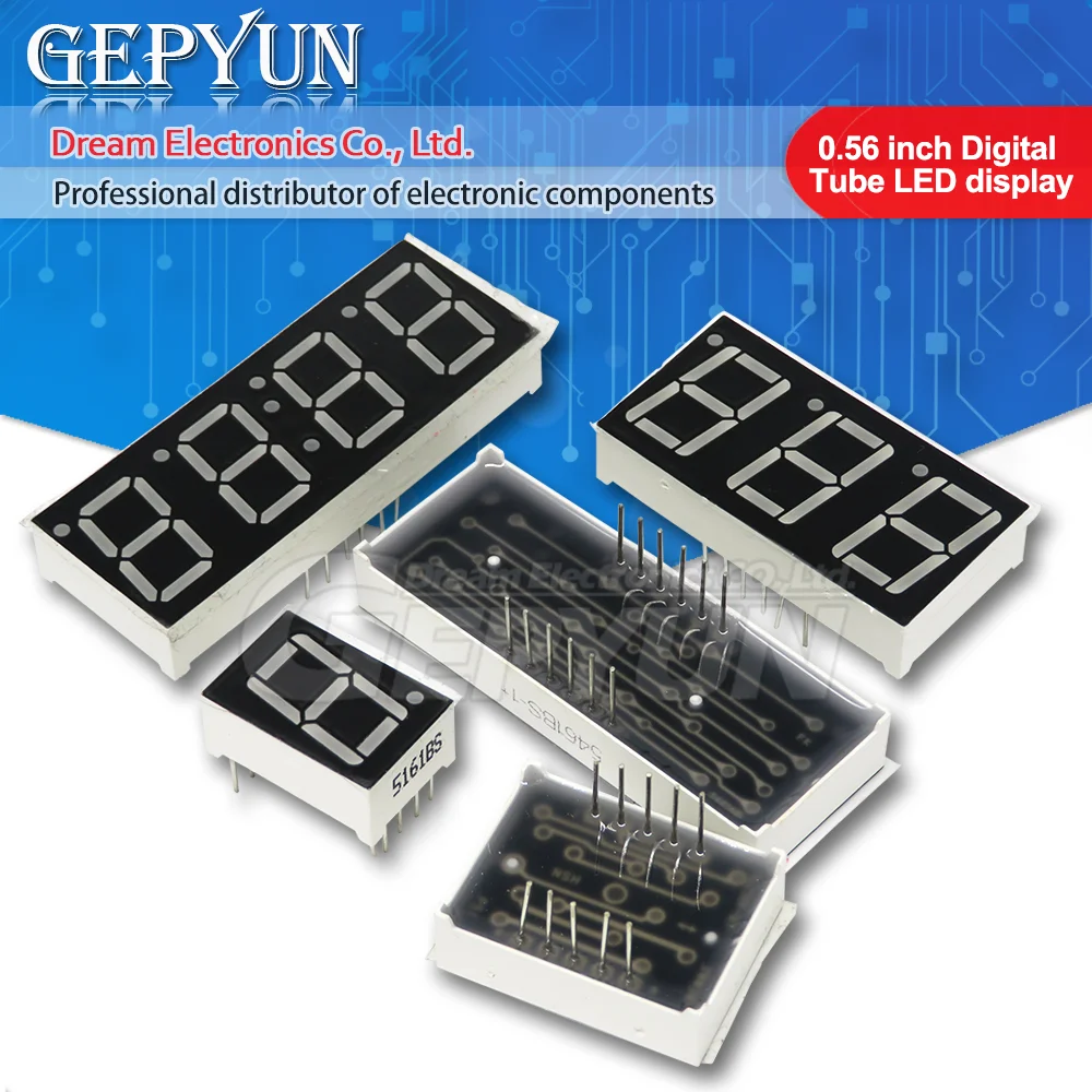 5 sztuk 0.56 cal wyświetlacz LED 7 segmentowy 1 Bit/2 Bit/3 Bit/4 Bit Digit z czerwoną wspólna katoda/anoda cyfrowy 0.56 cal led 7 segmentu