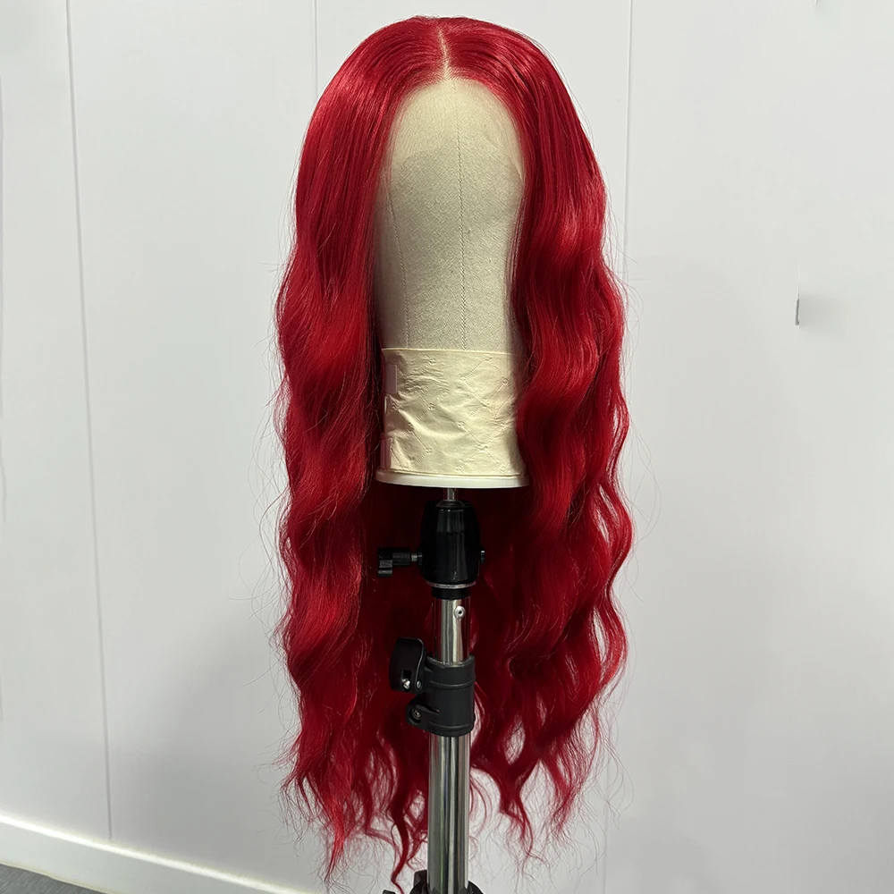 Red Loose Curly Lace Front Wig for Women, Natural Wave