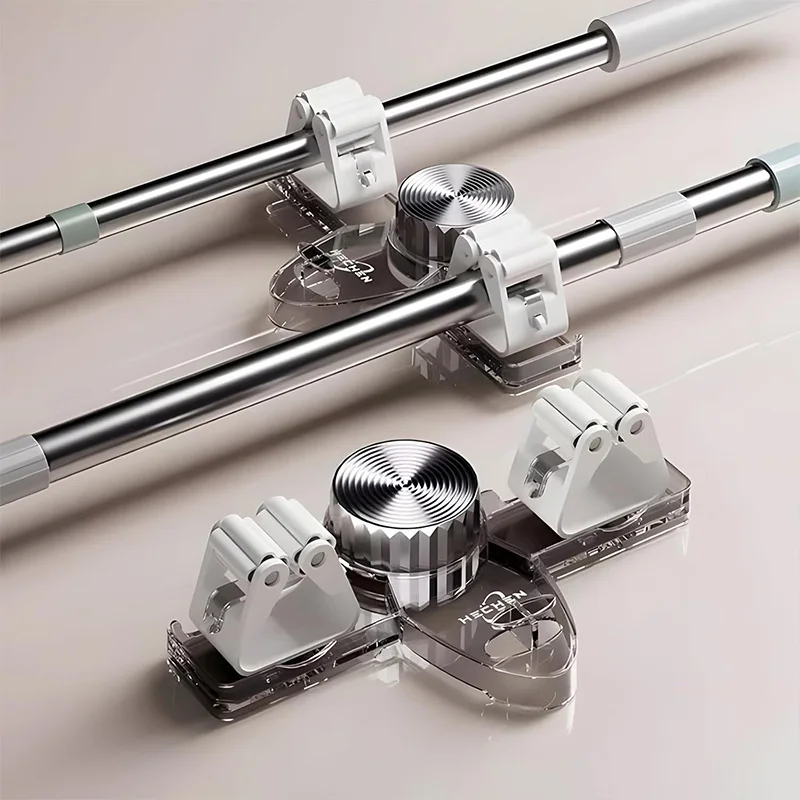 

1 шт., настенный органайзер для швабры и крючка на присоске, многоразовая стойка для хранения ванны/кухни/офиса/гаража, моющаяся и не требующая остатков