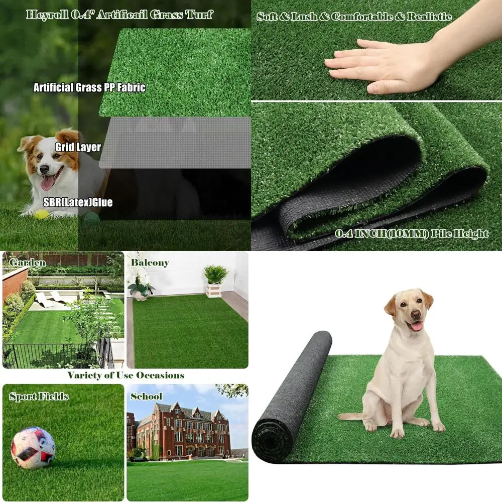 

Искусственный газон 10x20 футов, высота ворса 0,4 дюйма, зеленая искусственная трава для помещений и улицы, подходит для домашних животных и садов